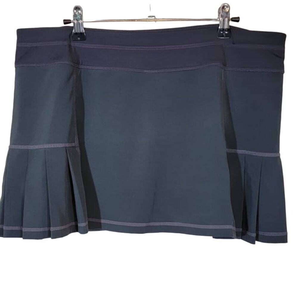 Athleta Womens Side Pleats Mini Skort Pull-On Golf Tennis Sporty Gray Size Large